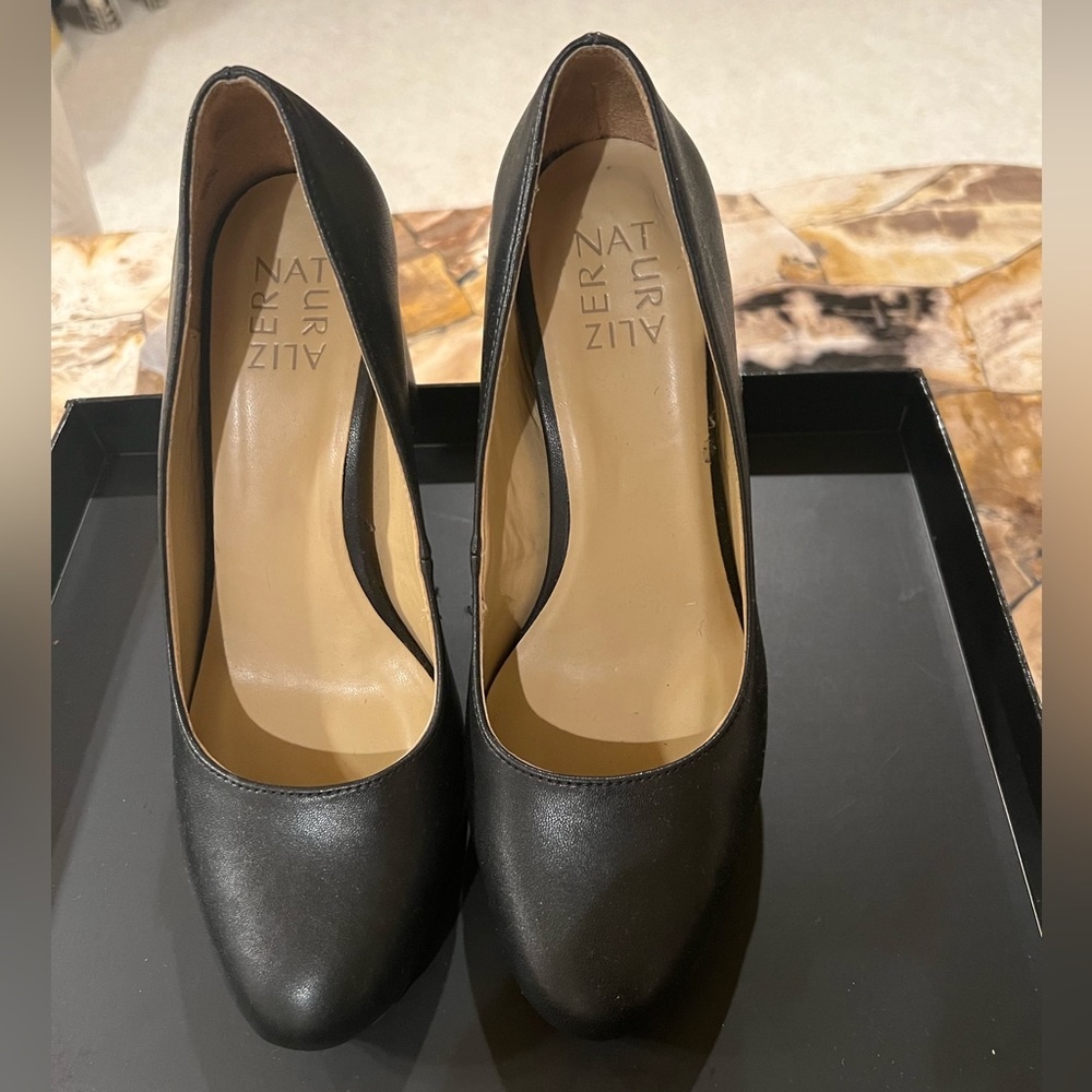 Naturalizer black leather platform pump. Both pair are size 7M